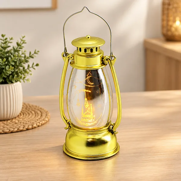 Pilli Ramazan LED Fener Gaz Lamba Model Gold Plastik