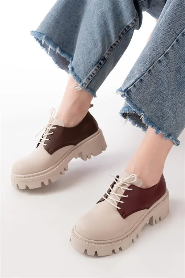 Kadın Casual Loafer Garni Tabanlı Bağcıklı Ayakkabı Ayakkabı Hafif Yüksek