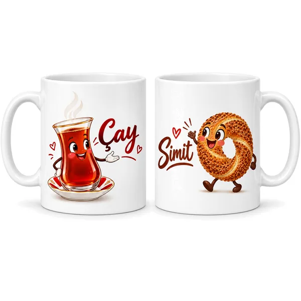 Çay ve Simit 2'li Porselen Kupa Seti - MODEL 360