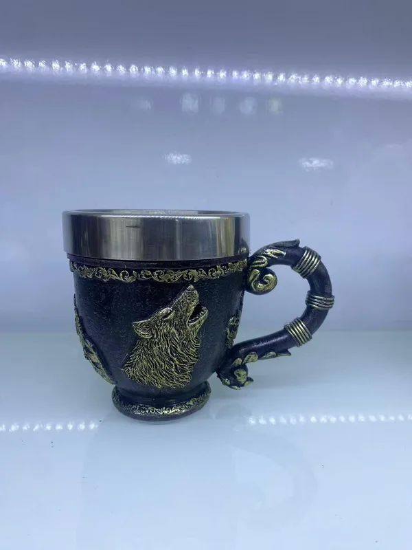 Kurt işlemeli Çelik Kupa Kod 6922