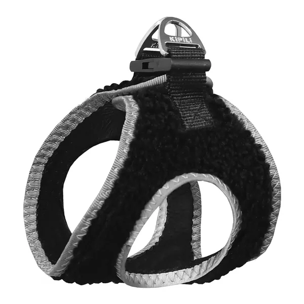 Üç Kilitli Kürklü Kedi Köpek Göğüs Tasması 20-24 cm -Small Siyah