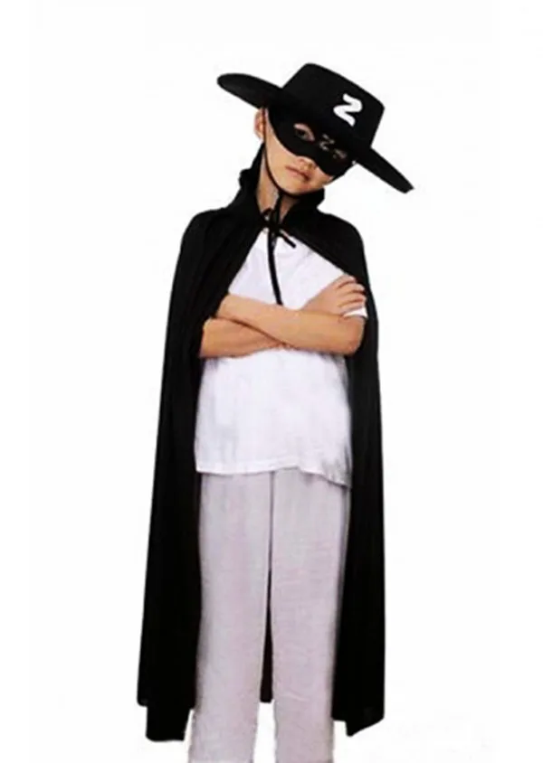 Çuk Boy Zorro Pelerin + Şapka + Maske Kostüm Seti