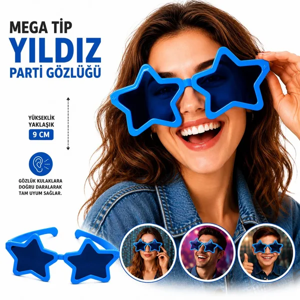 Mega Tip Yıldız Parti Gözlüğü Mi Renk