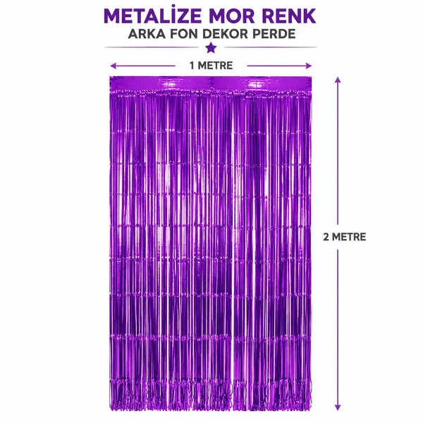 Mor Metalize Parti Perdesi 100x200 cm ? Kapı ve Arka Fon Perdesi