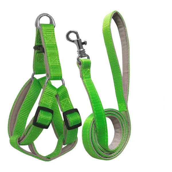 Gezdirme Kayışlı Dokuma Köpek Göğüs Tasma Seti 52*73-110 cm Neon Yeşil