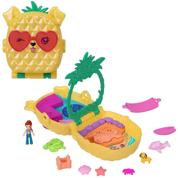 JFV00 Polly Pket Ananas Köpekçik Plajı Mini Oyun Seti