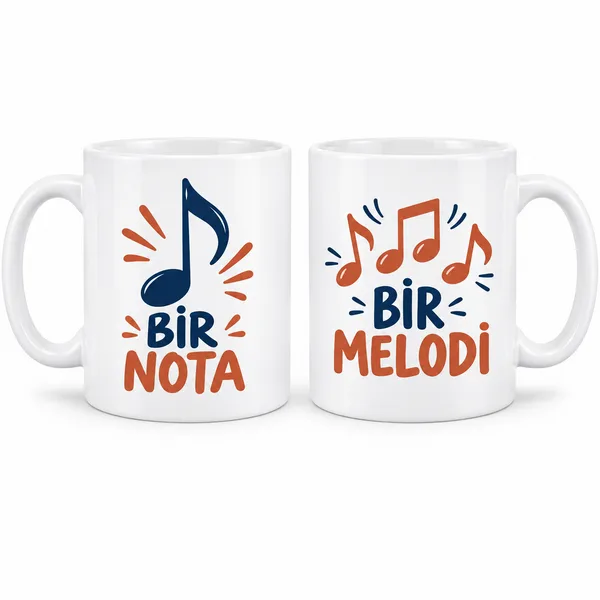 Bir Nota Bir Melodi 2'li Porselen Kupa Seti - MODEL 315