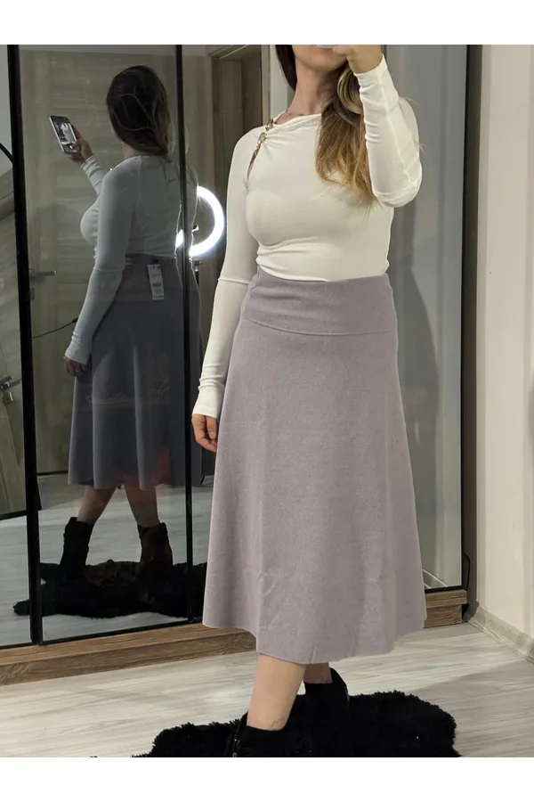 ZR Model Selanik Bel Korsajlı Etek - Mor