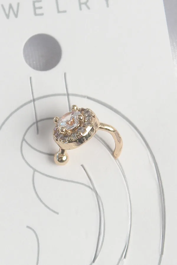 Pirinç Gold Renk Zirkon Taşlı Kadın Kıkırdak Küpe