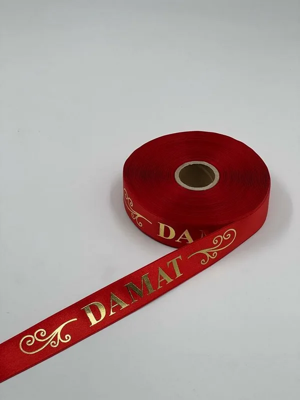 Damat Baskılı Kol Kurdelesi - Kırmızı - 1 TOP - 50 METRE