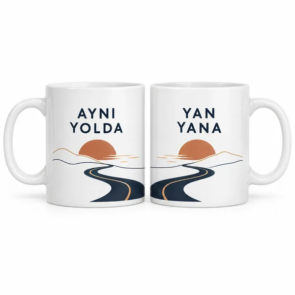 Aynı Yolda Yan Yana 2'li Porselen Kupa Seti - MODEL 288