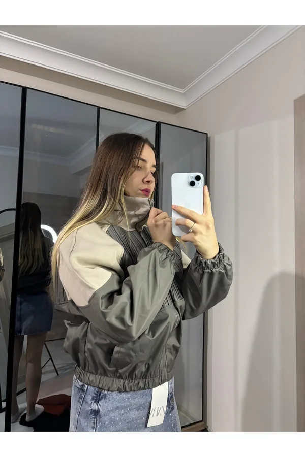ZR Model Paraşüt Kumaş Haki Bomber Ceket