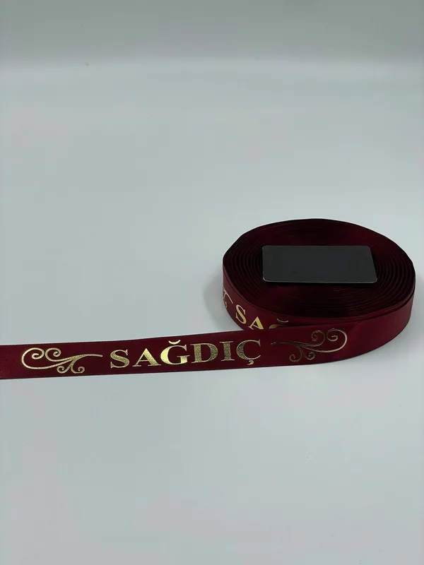 Sağdıç Baskılı Kol Kurdelesi - Bordo - 1 TOP - 50 METRE