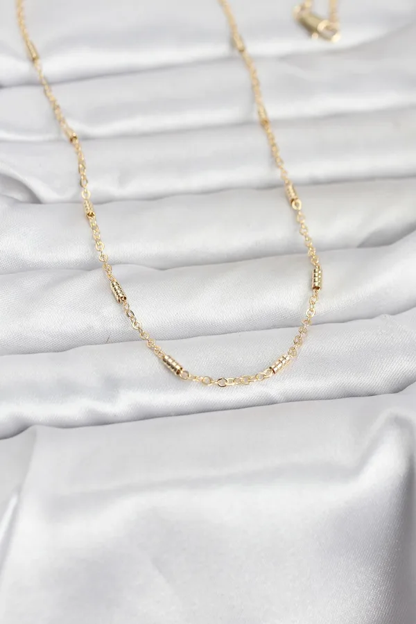CM 14K Gold Renk Bar Zincir Model 60 cm Kadın Kolye