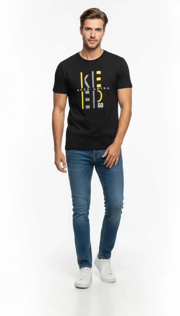 Keep Going Urban Baskılı Erkek Tişört – Sportif Günlük Stil