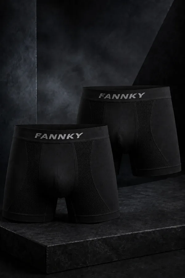 Erkek Rahat Esnek Seamless 2 Li Siyah Boxer