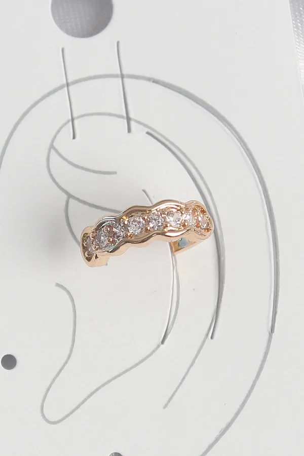 Pirinç Gold Renk Zirkon Taşlı Kadın Kıkırdak Küpe