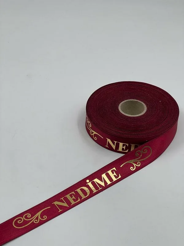 Nedime Baskılı Kol Kurdelesi - Kırmızı - 50 METRE