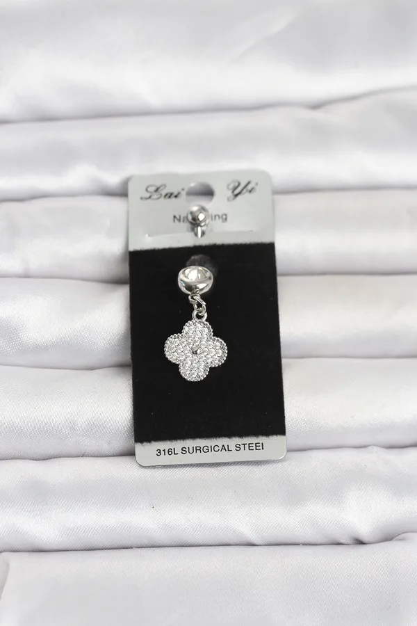 316L Cerrahi Çelik Sallantılı Yonca Model Göbek Piercing