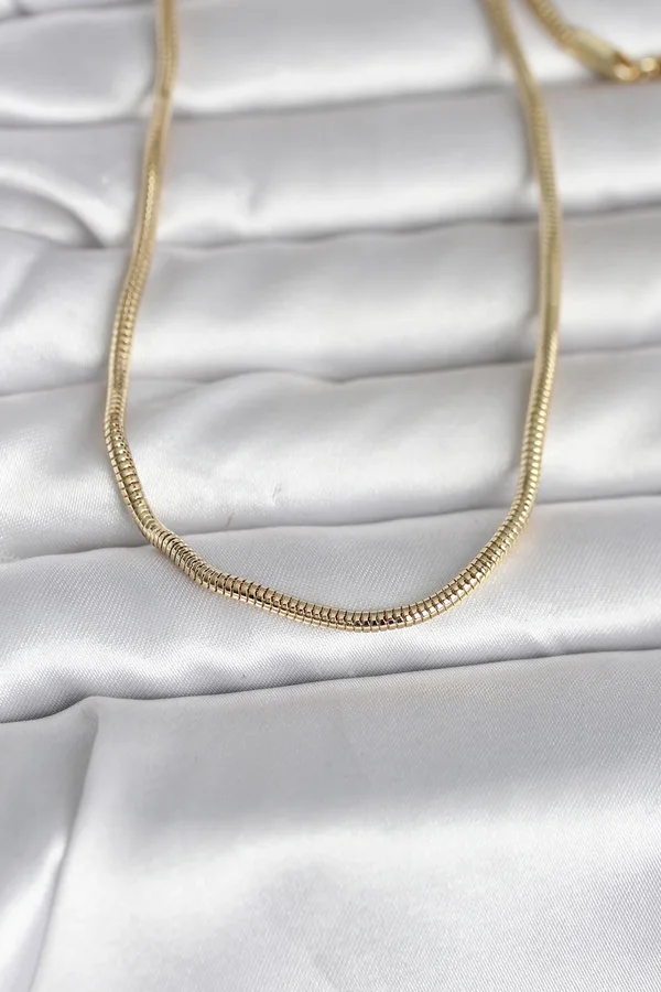CM 14K Gold Renk Yılan Zincir Model 60 cm Kadın Kolye