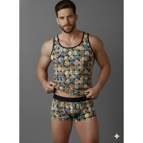 Erkek Desenli Tank Top Boxer Takımı