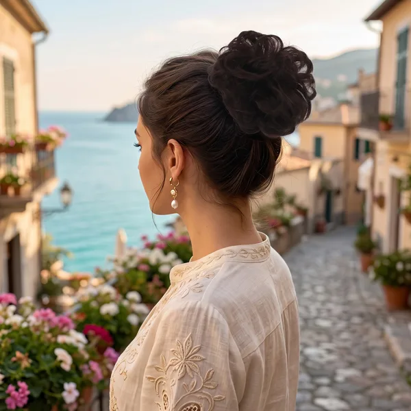 lı Lastikli Topuz Toka / Koyu Kahve