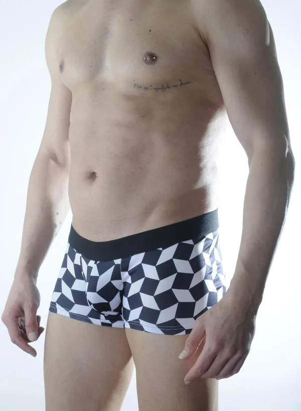 Erkek 3D Küp Desenli Boxer