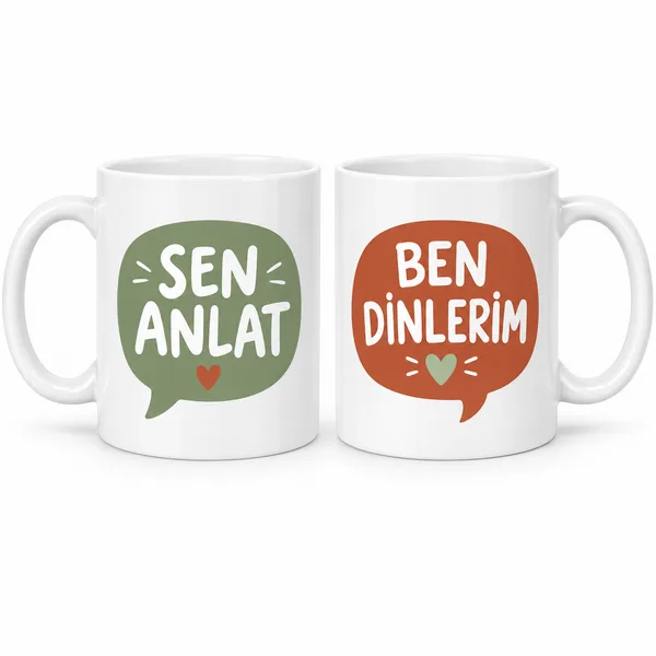 Sen Anlat Ben Dinlerim 2'li Porselen Kupa Seti - MODEL 310