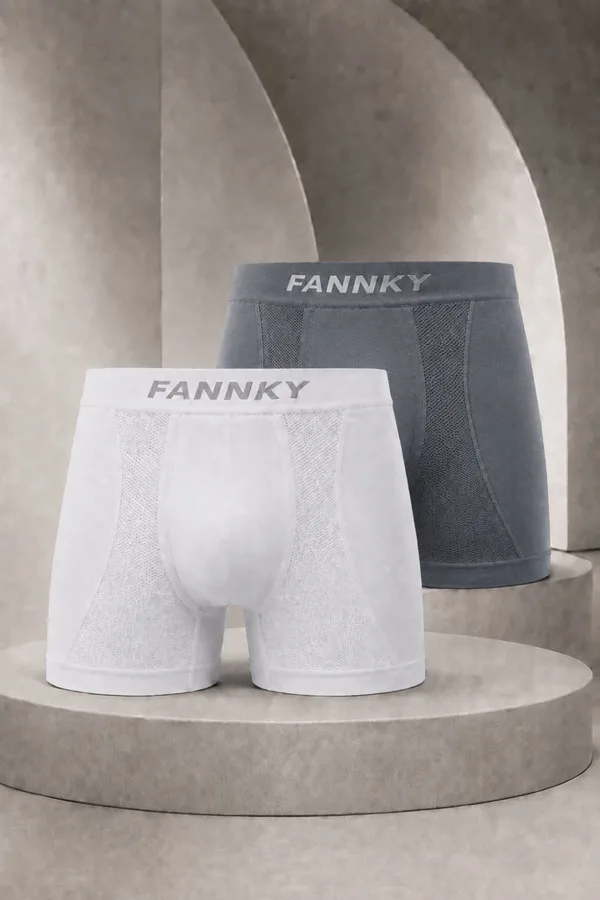 Erkek Casual Comfort Günlük 2 Li Boxer Krem