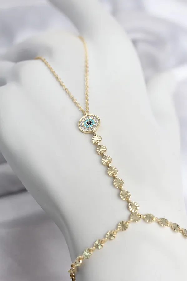 Gold Renk Pirinç Zirkon Taşlı Nazar Model Şahmeran