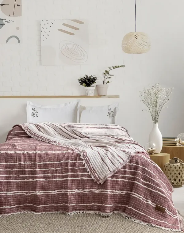Şaheser Home Collection Yatak Örtüsü Seti Sera Bordo