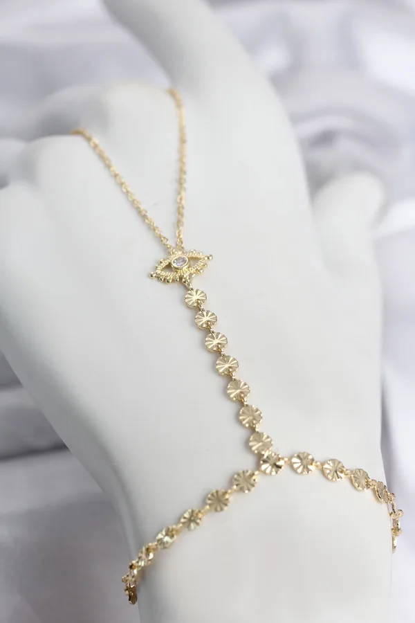 Gold Renk Pirinç Zirkon Taşlı Göz Model Şahmeran