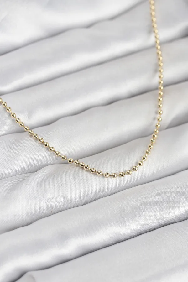 CM 14K Gold Renk Top Zincirli Model 60 cm Kadın Kolye