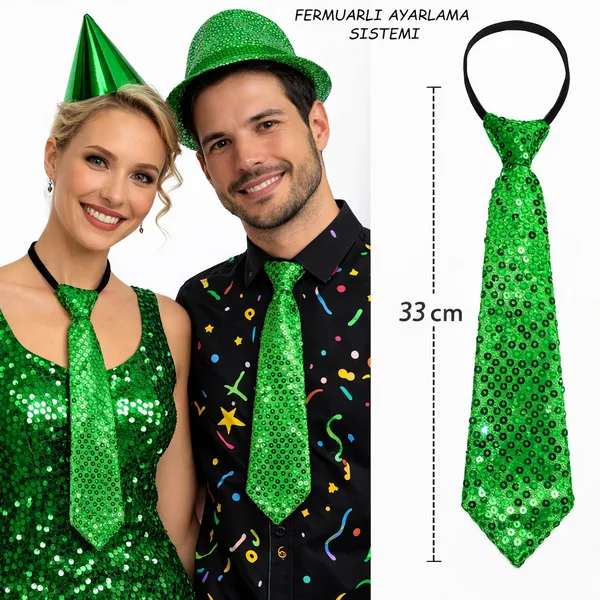 Yeşil Renk Pul Payetli Işıltılı Parti Kratı 33 cm