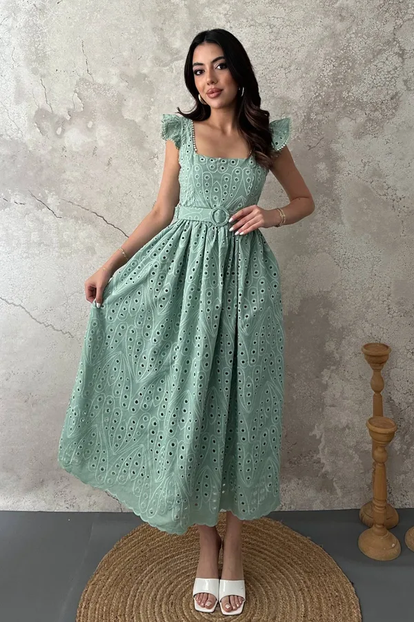 Mint Dantelli Brode Elbise