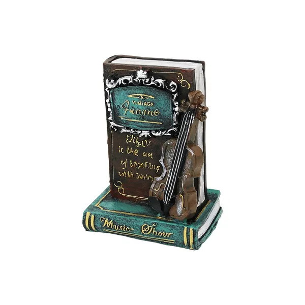 Kumbara Gitar Kitap Vintage Dekoratif Biblo Kumbara 21x14x10cm Reçine