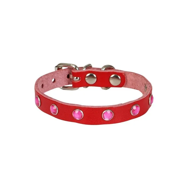 Taşlı Kedi ve Yru Köpek Tasması 1,5x29 cm Kırmızı XLarge