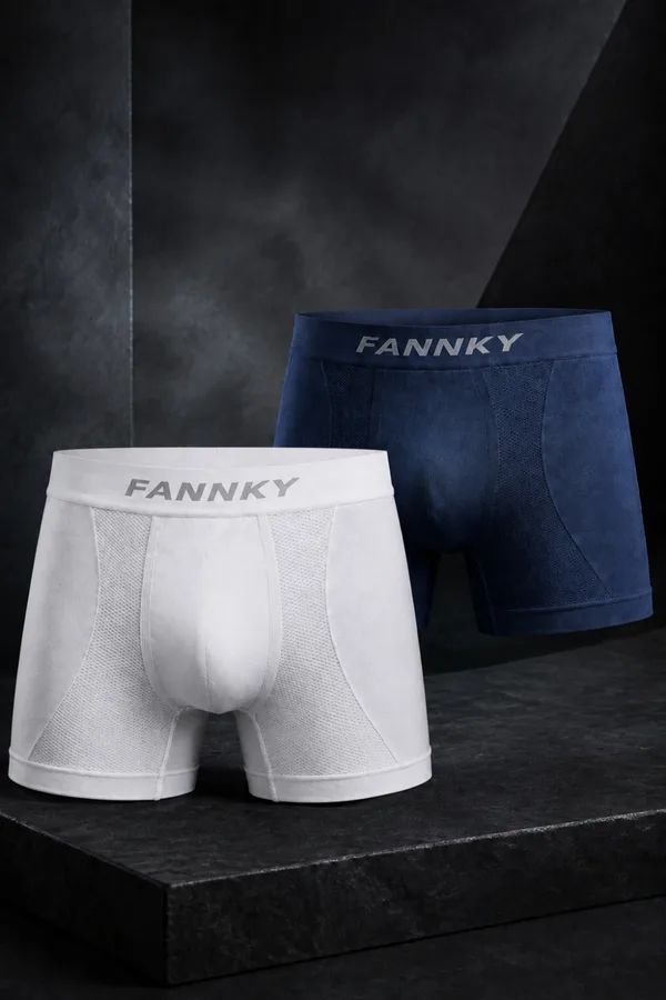 Erkek Rahat Esnek Seamless 2 Li Boxer Kahverengi