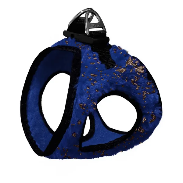 Üç Kilitli Simli Peluş Kedi Köpek Göğüs Tasması 20-24 cm -Small Lacivert
