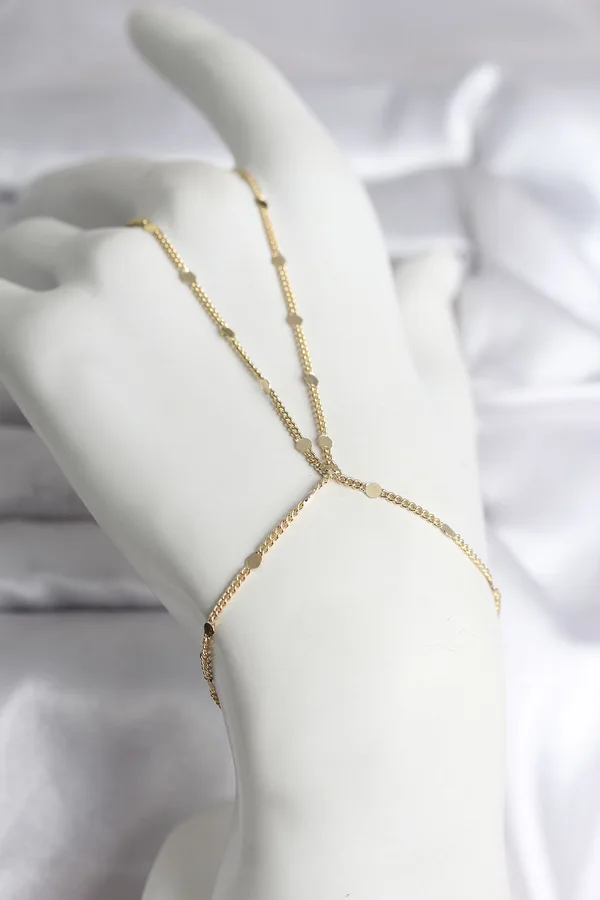 316L Çelik Gold Renk Parçalı Ezme Zincir Model Kadın Şahmeran