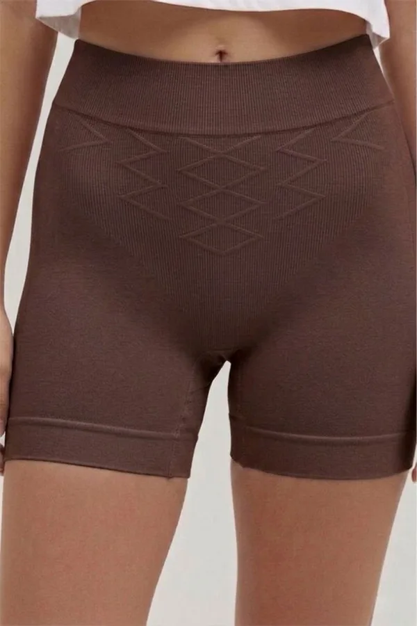 Push Up Seamless Dikişsiz Popo Şekillendirici Kısa Paçalı Korse 2064 -Kahverengi