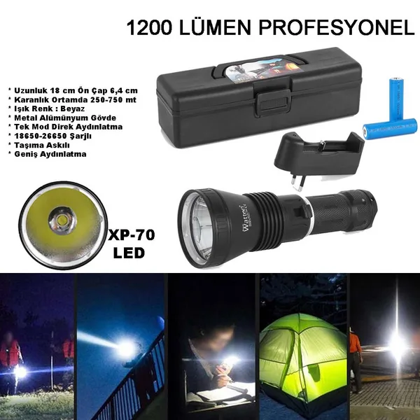 4200 Lümen Profesyonel Şarjlı El Feneri Wt-655