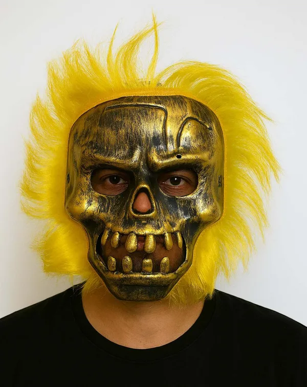 Wild Skull - Bakır Kafatası Sarı lı İskelet Maske