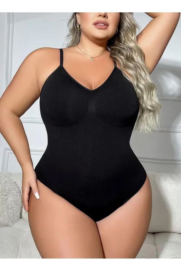 Kadın Büyük Beden Siyah Dikişsiz Çıtçıtlı Toparlayıcı Body Korse 9051