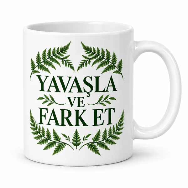 Yavaşla ve Fark Et Tasarımlı Porselen Kupa - MODEL 326
