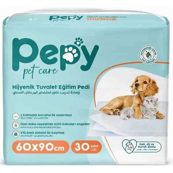 Pepy Evcil Hayvan Tuvalet Eğitim Pedi 60*90CM 30 Adet
