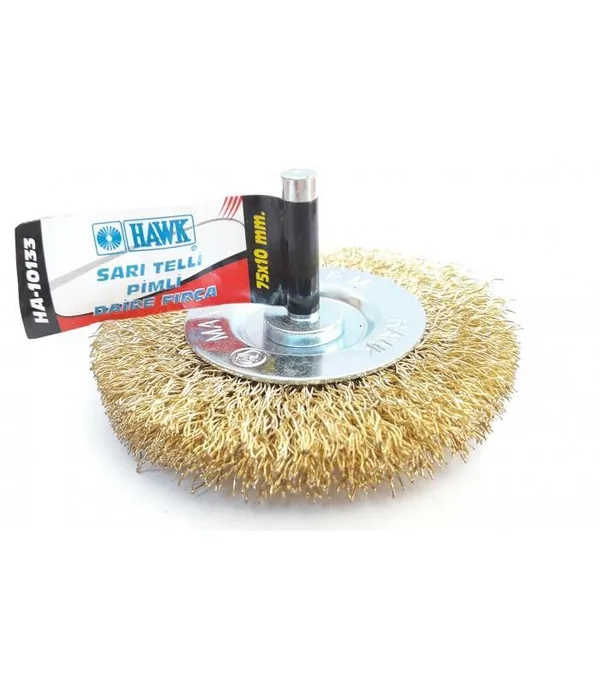 HA10133 Pimli Sarı Tel Daire Fırça 75x10 mm