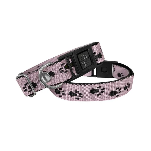 Köpek Tasması Patili Dokuma 2 cm - Min: 30 cm - Max: 50 cm Açık Pembe