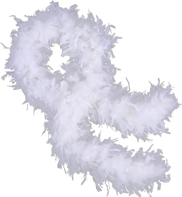 Beyaz Renk Kabarık Kalın Otriş Boa Tüy 6 cm Genişlik 180-200 cm Uzunluk
