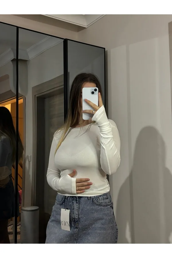 ZR Model Parmak Geçmeli Body - Beyaz